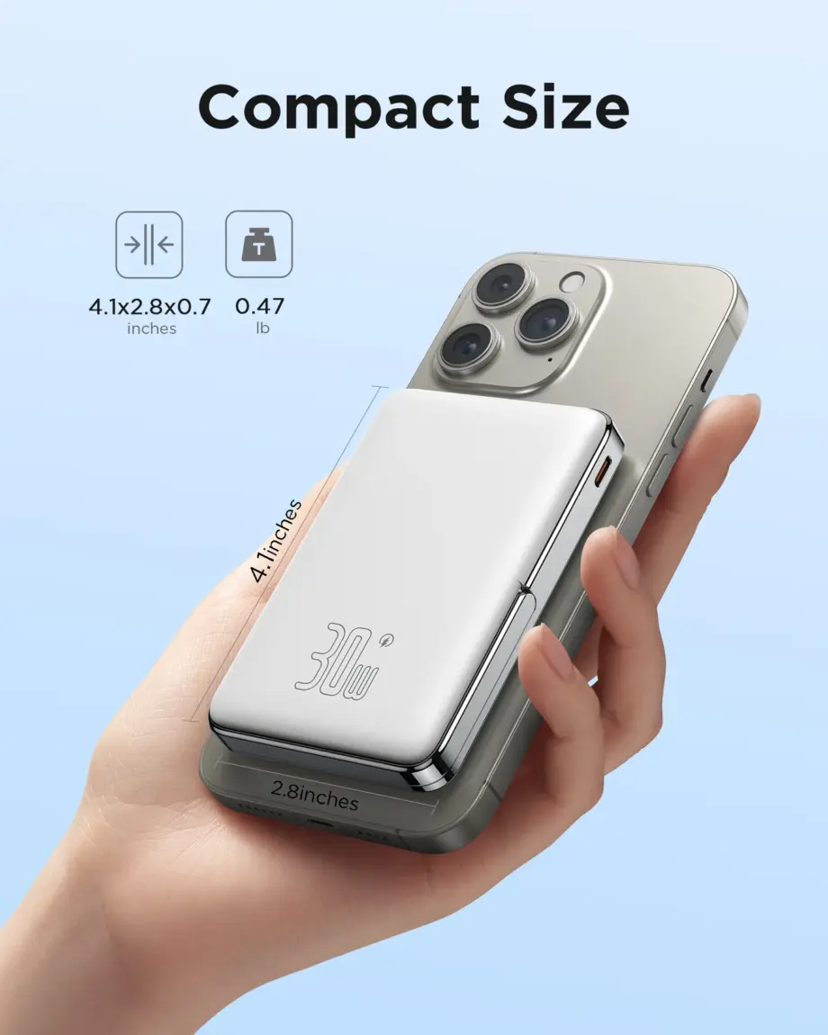 PISEN Quick - PowerMag Digital Magnetic 2 In 1 Power Bank（White）